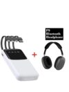 1000 mAh Plus with Inbuilt charging cable Power bank +P9 Bluetooth Headphone- White &Black