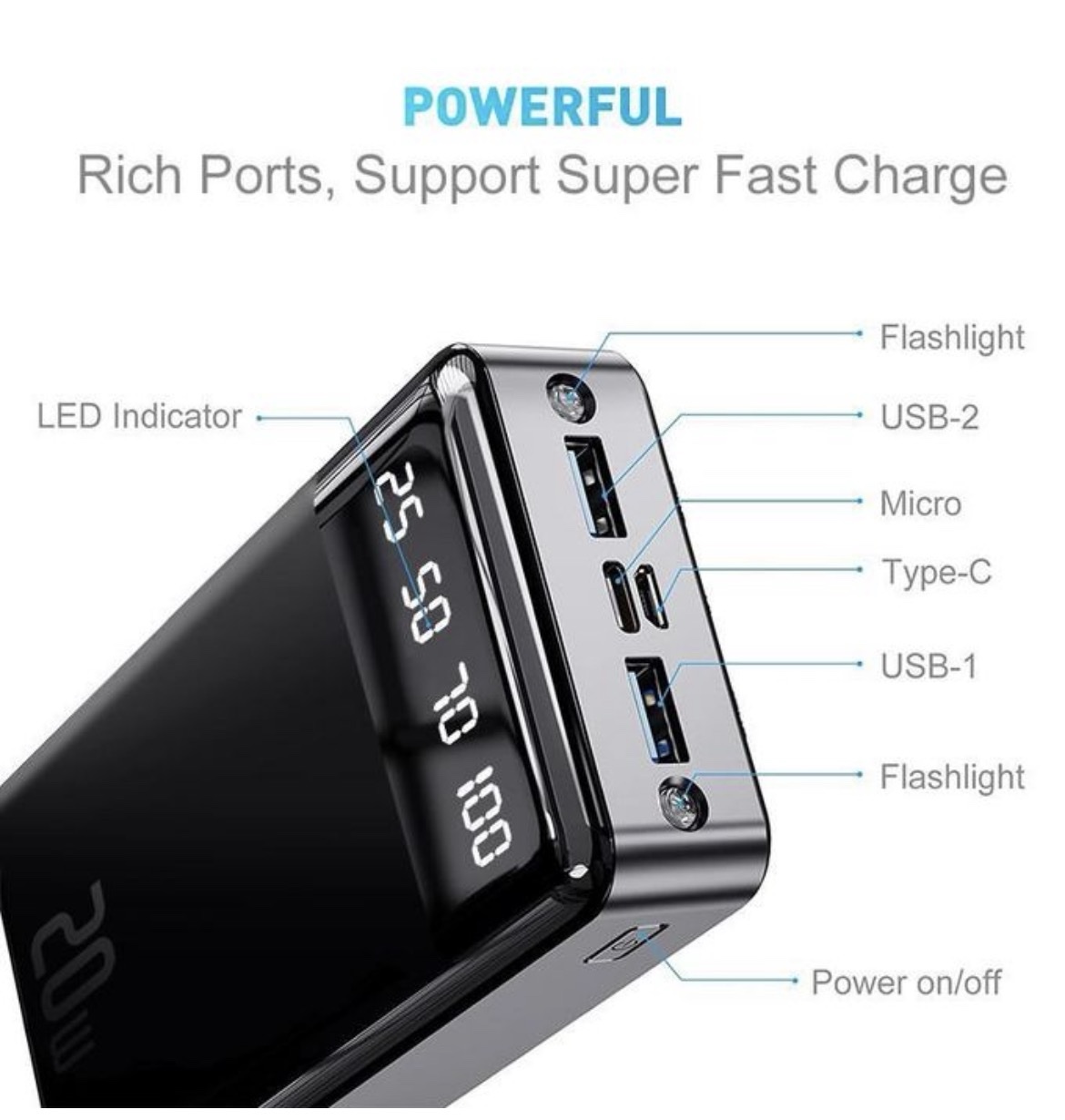 ₩20000mAh Power Banks 74Wh Portable Charger
Ultra Slim Battery Pack( Type C Input) - Image 2