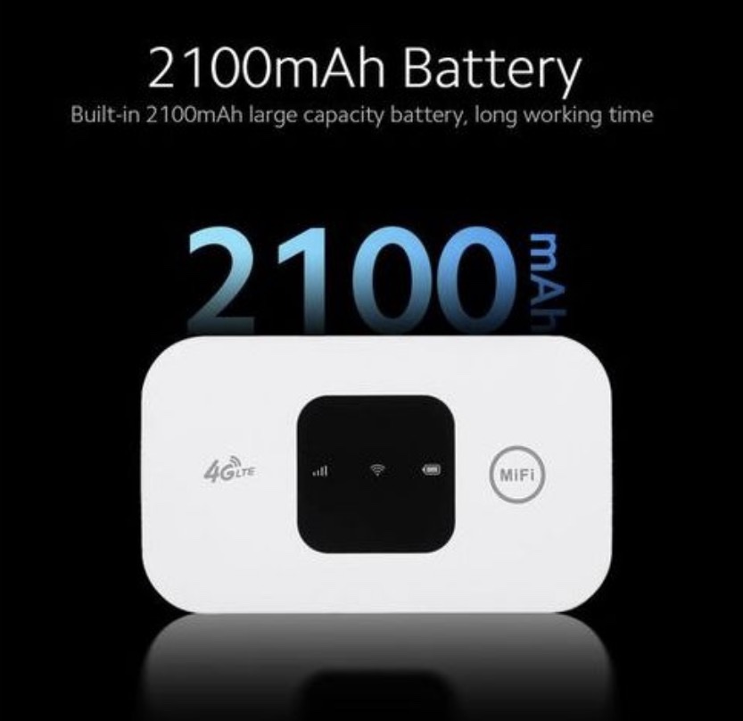4G LTE Wifi 150Mbps Portable Mobile MiFi With SIM
Card Slot - 2100mAh - White - Image 2