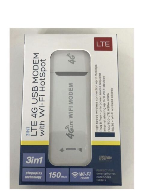 3 In 1 LTE 4G USB modem with Wi-Fi Hotspot- WHITE
