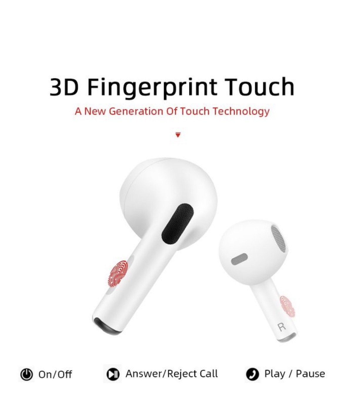 Wireless Bluetooth Headsets - White - Image 2