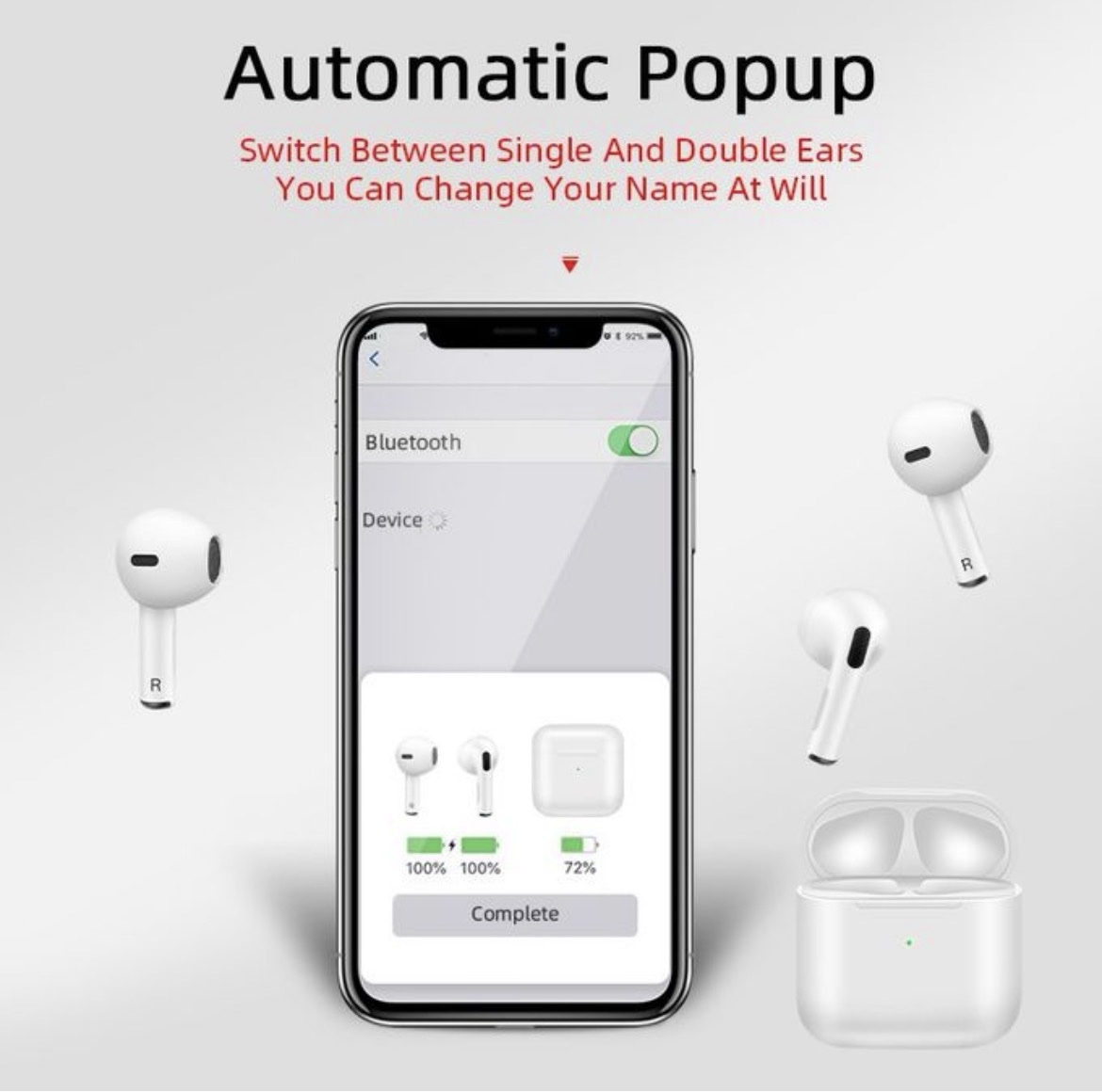 Pro4 Tws Wireless Bluetooth EarPhone - White