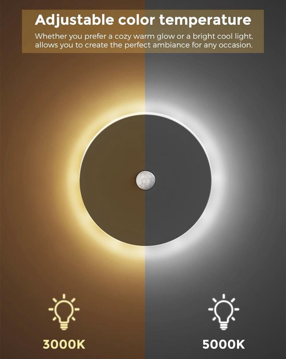 LED Motion Sensor Night Light, Rechargeable Battery Night Light, Stick-On Closet Light, Battery Operated Lights for Bathroom, Bedroom, Kitchen,... - Image 2